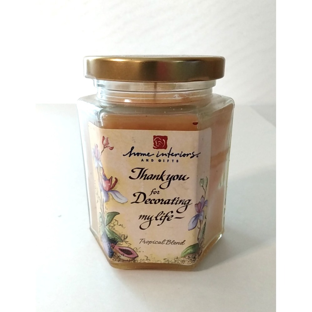 VTG Home Interiors Jar Candle Tropical Blend Scented New Never Burned Gift 4"